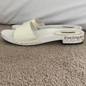 Miu Miu 38 Calature Donna- white clogs with rhinestones
